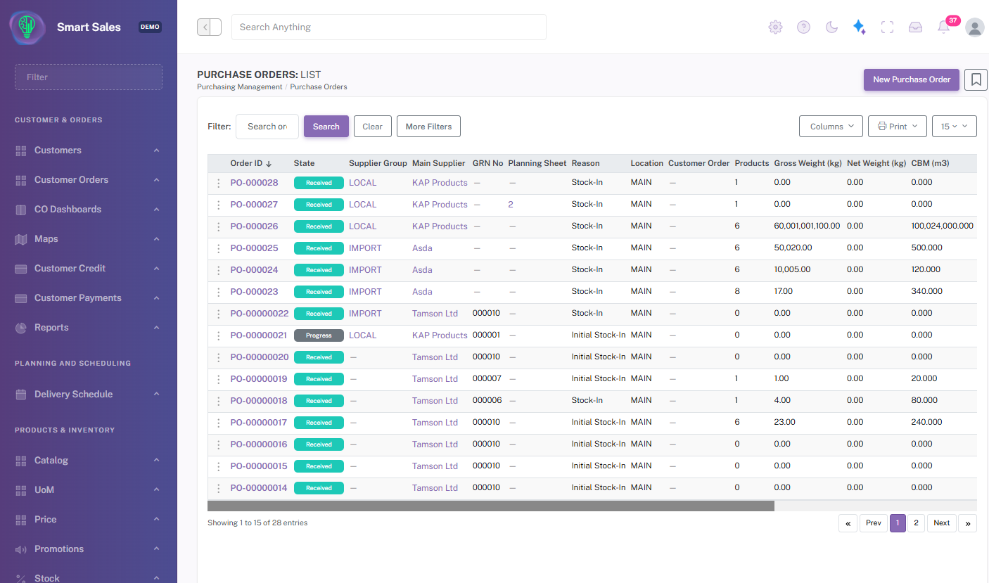 Purchase orders